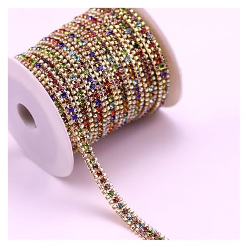 Strass-Applikation, Kristall-Aufnäher, DIY, 3 Reihen, 1 Yard, Mode-Accessoires(Multi-colored) von MELY
