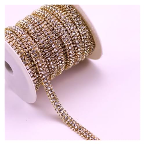 Strass-Applikation, Kristall-Aufnäher, DIY, 3 Reihen, 1 Yard, Mode-Accessoires(White) von MELY