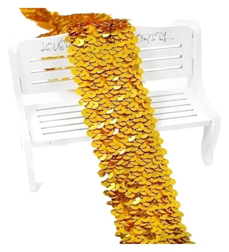 2/5/10 Meter 45 mm Pailletten-Gummiband, Spitzenbesatz, Stretchband, DIY, Tanzkleid, Kleidung, Dekoration, Applikation, Nähzubehör, elastisch for Nähen(G,5METERS-45MM) von MEMEM