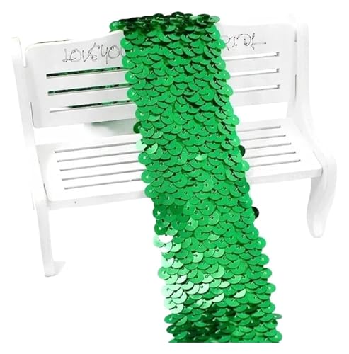 2/5/10 Meter 45 mm Pailletten-Gummiband, Spitzenbesatz, Stretchband, DIY, Tanzkleid, Kleidung, Dekoration, Applikation, Nähzubehör, elastisch for Nähen(Green,5METERS-45MM) von MEMEM