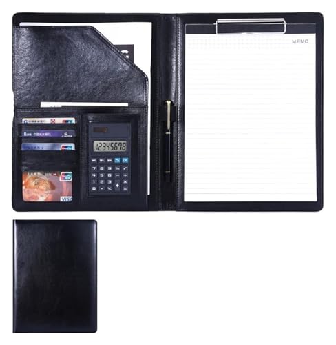 Konferenz-Portfolio-Ordner, Brieftaschen, A4-Hülle, Dokumenten-Organizer, praktische Taschen, Kartenfächer, Notizblock aus Recyclingpapier, Konferenz-Auftragnehmer, Executive(Black) von MEMEM