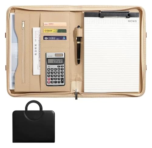 Konferenz-Portfolio-Ordner, Brieftaschen, Portfolios, Ordner, professioneller Reise-Organizer aus Kunstleder mit Griff for Tablet-Dokumente, Ordner, Visitenkarten(Black) von MEMEM
