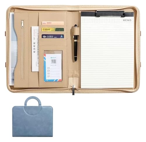 Konferenz-Portfolio-Ordner, Brieftaschen, Portfolios, Ordner, professioneller Reise-Organizer aus Kunstleder mit Griff for Tablet-Dokumente, Ordner, Visitenkarten(Blue) von MEMEM