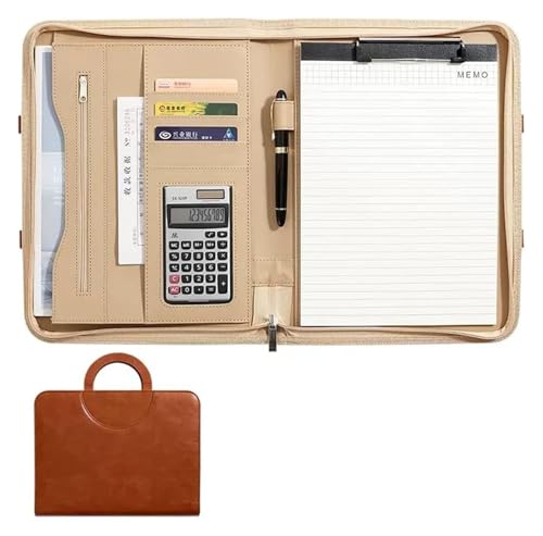 Konferenz-Portfolio-Ordner, Brieftaschen, Portfolios, Ordner, professioneller Reise-Organizer aus Kunstleder mit Griff for Tablet-Dokumente, Ordner, Visitenkarten(Brown) von MEMEM