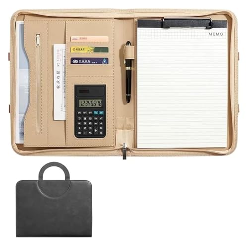 Konferenz-Portfolio-Ordner, Brieftaschen, Portfolios, Ordner, professioneller Reise-Organizer aus Kunstleder mit Griff for Tablet-Dokumente, Ordner, Visitenkarten(Grey) von MEMEM