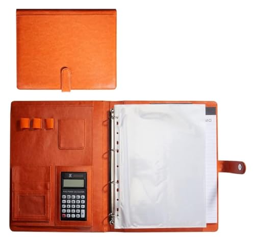 Konferenz-Portfolio-Ordner-Brieftaschen, Geschäftsordner, Konferenz-Meeting-Executive-Datei, Rechtsdokument, 4 Ringe mit Ordner for Vorstellungsgespräche(Orange) von MEMEM