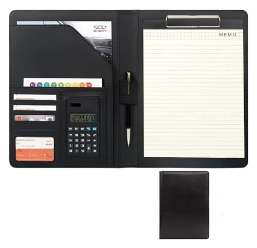 Konferenz-Portfolio-Ordner-Brieftaschen, Hüllen-Ordner, Konferenz-Lebenslauf, Rechtsdokument-Organizer mit Hülle und Kartenfächern, Ordner for Männer, Frauen und jeden(Black) von MEMEM