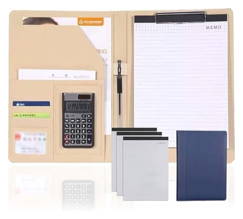 Konferenz-Portfolio-Ordner-Brieftaschen, Ordner Leder-Lebenslauf-Zwischenablage-Ordner mit Notizblock for Vorstellungsgespräche, Meetings und Schulungen(Blue) von MEMEM