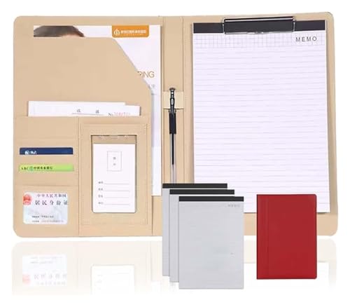 Konferenz-Portfolio-Ordner-Brieftaschen, Ordner Leder-Lebenslauf-Zwischenablage-Ordner mit Notizblock for Vorstellungsgespräche, Meetings und Schulungen(Red) von MEMEM