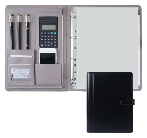 Konferenz-Portfolio-Ordner-Brieftaschen, Ordner-Organizer, Aktentasche, personalisierter Dokumentenordner, Klemmbrett im A4-Format for das Business School Office(Black) von MEMEM