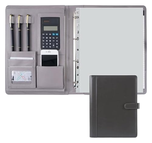 Konferenz-Portfolio-Ordner-Brieftaschen, Ordner-Organizer, Aktentasche, personalisierter Dokumentenordner, Klemmbrett im A4-Format for das Business School Office(Grey) von MEMEM
