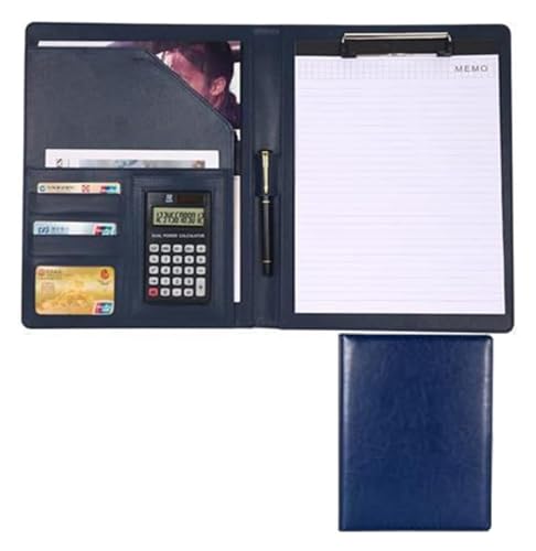 Konferenz-Portfolio-Ordner-Hüllen, Notizbuch mit Klemmbrett, A4-Ordner, Ordner for Vorstellungsgespräche/Lebensläufe, Dokumenten-Organizer mit Hüllenhalter(Blue) von MEMEM