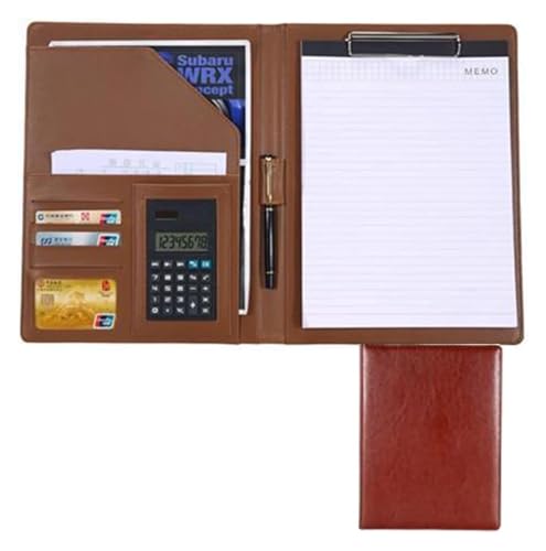 Konferenz-Portfolio-Ordner-Hüllen, Notizbuch mit Klemmbrett, A4-Ordner, Ordner for Vorstellungsgespräche/Lebensläufe, Dokumenten-Organizer mit Hüllenhalter(Brown) von MEMEM