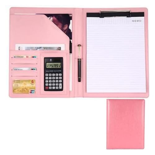 Konferenz-Portfolio-Ordner-Hüllen, Notizbuch mit Klemmbrett, A4-Ordner, Ordner for Vorstellungsgespräche/Lebensläufe, Dokumenten-Organizer mit Hüllenhalter(PINK) von MEMEM