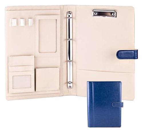 Konferenz-Portfolio-Ordner-Hüllen, Ordner, professionelle Organizer-Tasche, abnehmbar, mit 4-Ring-Notizblock for Interviews, Meetings, Anwälte(Blue) von MEMEM