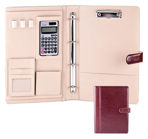 Konferenz-Portfolio-Ordner-Hüllen, Ordner, professionelle Organizer-Tasche, abnehmbar, mit 4-Ring-Notizblock for Interviews, Meetings, Anwälte(Brown) von MEMEM