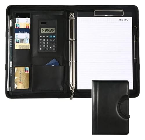 Konferenz-Portfolio-Ordner-Hüllen, magnetischer Griff, Leder, Reißverschluss, mit 4-Ring-Ordner, Dokumenten-Organizer for Geschäftsinterviews im Büro Konferenz-Portfolio-Ordner-Hüllen, magnetischer Griff, Leder, Reißverschluss, mit 4-Ring-Ordner, Dokumenten-Organizer for Geschäftsinterviews im Büro von MEMEM