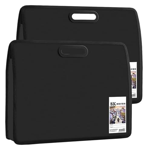 Kunstportfolio-Ordner, 2 Stück, Mal-Organizer, 45,7 x 36,9 cm, Hartschalenkoffer, Büro-Aktenordner mit Griff(Black) von MEMEM