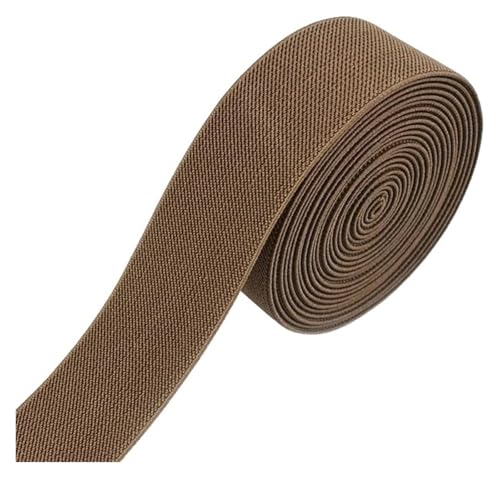 MEMEM 2/5/10M 38mm farbige elastische Bänder verdicken Gummiband for Kleidung Kleid Hosen Gürtel Band DIY Handwerk Nähzubehör elastisch for Nähen(Coffee,2METERS-38MM) von MEMEM