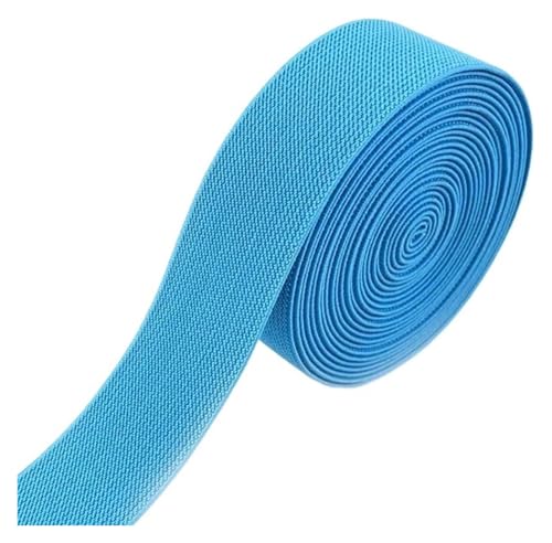 MEMEM 2/5/10M 38mm farbige elastische Bänder verdicken Gummiband for Kleidung Kleid Hosen Gürtel Band DIY Handwerk Nähzubehör elastisch for Nähen(Lake Blue,10METERS-38MM) von MEMEM