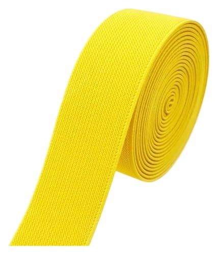 MEMEM 2/5/10M 38mm farbige elastische Bänder verdicken Gummiband for Kleidung Kleid Hosen Gürtel Band DIY Handwerk Nähzubehör elastisch for Nähen(Yellow,5METERS-38MM) von MEMEM
