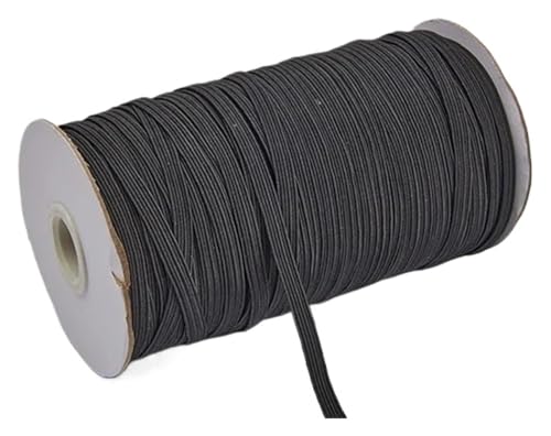 MEMEM 200–100 Yards 6 mm Bunte, hochelastische Gummibänder, breite elastische Schnur for Basteln, elastisches Seilband, Spitzenbesatz, Nähen, DIY-Gummiband for Nähen(Black,6mm 200yards) von MEMEM