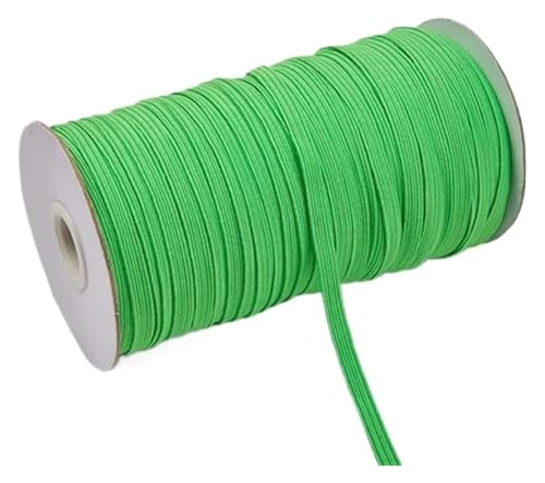 MEMEM 200–100 Yards 6 mm Bunte, hochelastische Gummibänder, breite elastische Schnur for Basteln, elastisches Seilband, Spitzenbesatz, Nähen, DIY-Gummiband for Nähen(Bright Green,6mm 200yards) von MEMEM