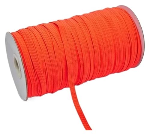 MEMEM 200–100 Yards 6 mm Bunte, hochelastische Gummibänder, breite elastische Schnur for Basteln, elastisches Seilband, Spitzenbesatz, Nähen, DIY-Gummiband for Nähen(Bright Orange,6mm 200yards) von MEMEM