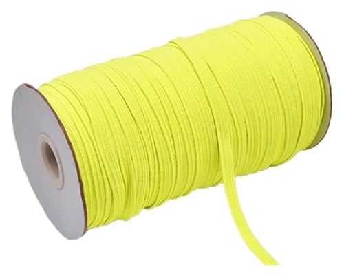 MEMEM 200–100 Yards 6 mm Bunte, hochelastische Gummibänder, breite elastische Schnur for Basteln, elastisches Seilband, Spitzenbesatz, Nähen, DIY-Gummiband for Nähen(Bright Yellow,6mm 200yards) von MEMEM