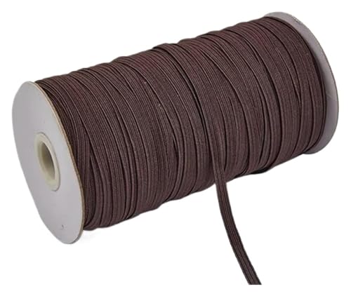 MEMEM 200–100 Yards 6 mm Bunte, hochelastische Gummibänder, breite elastische Schnur for Basteln, elastisches Seilband, Spitzenbesatz, Nähen, DIY-Gummiband for Nähen(Coffee,6mm 200yards) von MEMEM