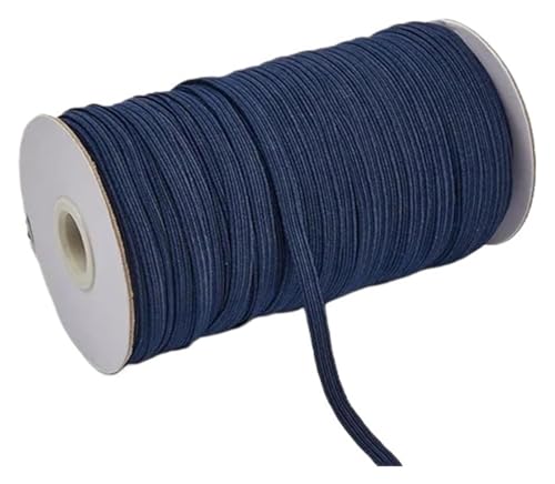 MEMEM 200–100 Yards 6 mm Bunte, hochelastische Gummibänder, breite elastische Schnur for Basteln, elastisches Seilband, Spitzenbesatz, Nähen, DIY-Gummiband for Nähen(Dark Blue,6mm 100yards) von MEMEM