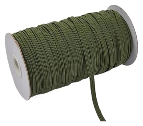 MEMEM 200–100 Yards 6 mm Bunte, hochelastische Gummibänder, breite elastische Schnur for Basteln, elastisches Seilband, Spitzenbesatz, Nähen, DIY-Gummiband for Nähen(Dark Green,6mm 200yards) von MEMEM