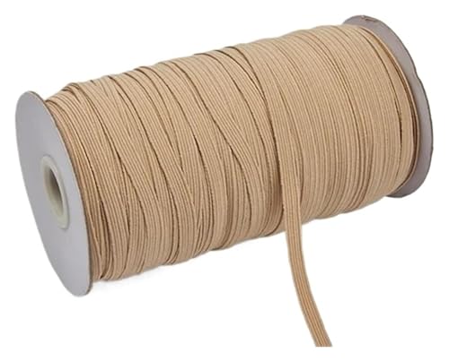 MEMEM 200–100 Yards 6 mm Bunte, hochelastische Gummibänder, breite elastische Schnur for Basteln, elastisches Seilband, Spitzenbesatz, Nähen, DIY-Gummiband for Nähen(Khaki,6mm 200yards) von MEMEM