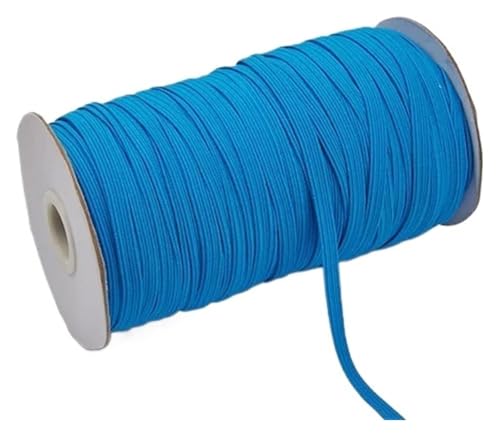 MEMEM 200–100 Yards 6 mm Bunte, hochelastische Gummibänder, breite elastische Schnur for Basteln, elastisches Seilband, Spitzenbesatz, Nähen, DIY-Gummiband for Nähen(Lake Blue,6mm 200yards) von MEMEM