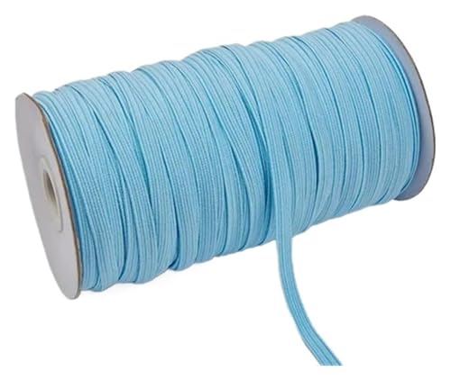 MEMEM 200–100 Yards 6 mm Bunte, hochelastische Gummibänder, breite elastische Schnur for Basteln, elastisches Seilband, Spitzenbesatz, Nähen, DIY-Gummiband for Nähen(Light Blue,6mm 200yards) von MEMEM