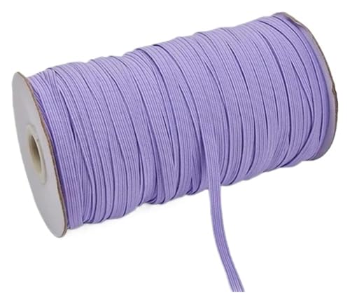 MEMEM 200–100 Yards 6 mm Bunte, hochelastische Gummibänder, breite elastische Schnur for Basteln, elastisches Seilband, Spitzenbesatz, Nähen, DIY-Gummiband for Nähen(Light Purple,6mm 100yards) von MEMEM