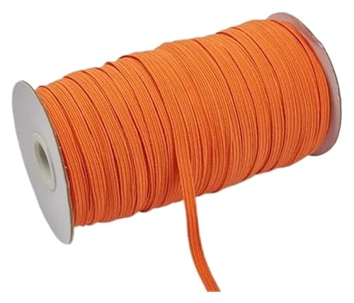 MEMEM 200–100 Yards 6 mm Bunte, hochelastische Gummibänder, breite elastische Schnur for Basteln, elastisches Seilband, Spitzenbesatz, Nähen, DIY-Gummiband for Nähen(Orange,6mm 100yards) von MEMEM