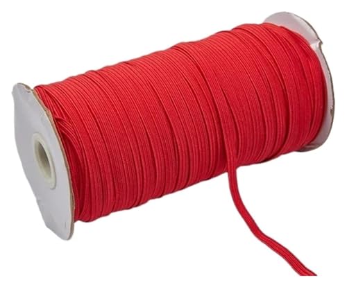 MEMEM 200–100 Yards 6 mm Bunte, hochelastische Gummibänder, breite elastische Schnur for Basteln, elastisches Seilband, Spitzenbesatz, Nähen, DIY-Gummiband for Nähen(Red,6mm 200yards) von MEMEM