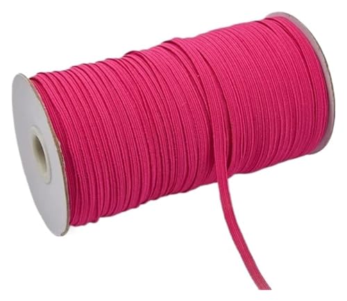 MEMEM 200–100 Yards 6 mm Bunte, hochelastische Gummibänder, breite elastische Schnur for Basteln, elastisches Seilband, Spitzenbesatz, Nähen, DIY-Gummiband for Nähen(Rose Red,6mm 200yards) von MEMEM