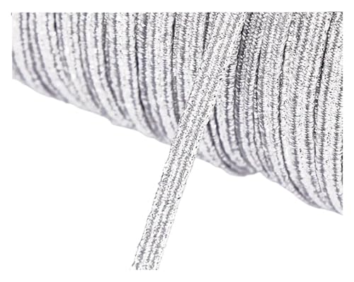 MEMEM 200–100 Yards 6 mm Bunte, hochelastische Gummibänder, breite elastische Schnur for Basteln, elastisches Seilband, Spitzenbesatz, Nähen, DIY-Gummiband for Nähen(Silver,6mm 200yards) von MEMEM