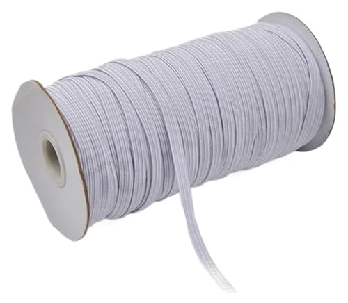 MEMEM 200–100 Yards 6 mm Bunte, hochelastische Gummibänder, breite elastische Schnur for Basteln, elastisches Seilband, Spitzenbesatz, Nähen, DIY-Gummiband for Nähen(White,6mm 200yards) von MEMEM