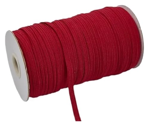 MEMEM 200–100 Yards 6 mm Bunte, hochelastische Gummibänder, breite elastische Schnur for Basteln, elastisches Seilband, Spitzenbesatz, Nähen, DIY-Gummiband for Nähen(Wine Red,6mm 100yards) von MEMEM
