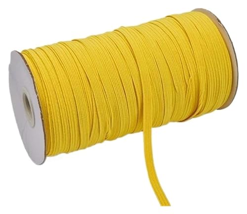 MEMEM 200–100 Yards 6 mm Bunte, hochelastische Gummibänder, breite elastische Schnur for Basteln, elastisches Seilband, Spitzenbesatz, Nähen, DIY-Gummiband for Nähen(Yellow,6mm 200yards) von MEMEM