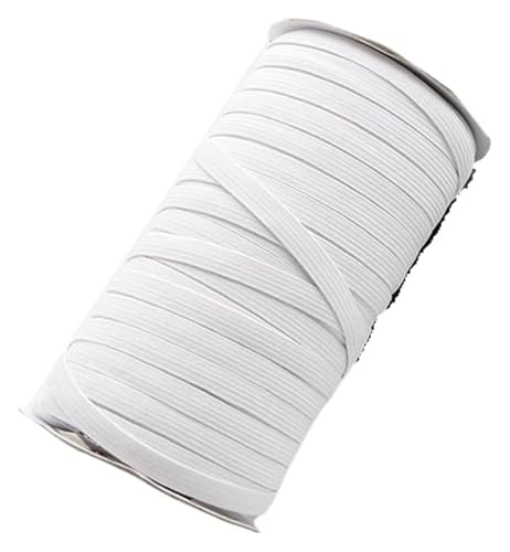 MEMEM 3/4/5/6/8/10MM Weiß/Schwarz Flache Gummibänder Elastisches Gummiband Kleidungsstück Elastisches Band for DIY Nähen Stretch Seil Zubehör Elastisch for Nähen(White,10 YARDS-10MM) von MEMEM