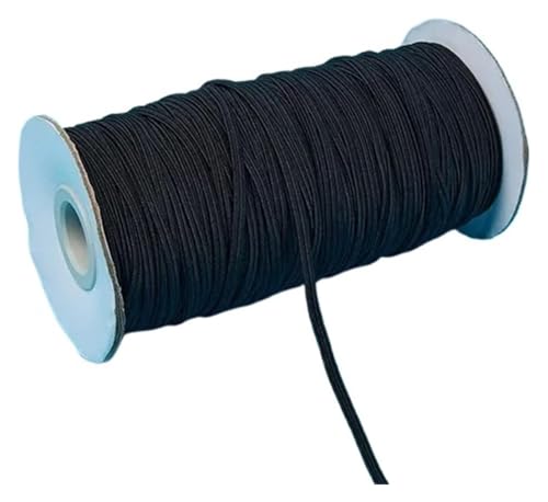 MEMEM 3 mm 6 mm buntes Gummiband for Nähen, elastisches Band, elastisches Spandexband, Besatz, Nähstoff, DIY-Kleidungszubehör, elastisch for Nähen(Black,3mm 30yards) von MEMEM