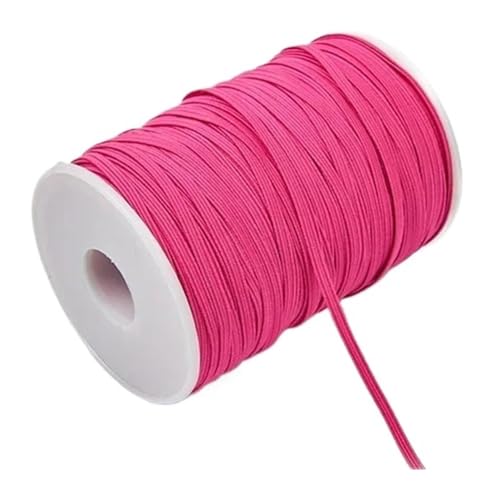MEMEM 3 mm 6 mm buntes Gummiband for Nähen, elastisches Band, elastisches Spandexband, Besatz, Nähstoff, DIY-Kleidungszubehör, elastisch for Nähen(Rose Red,6mm 100yards) von MEMEM