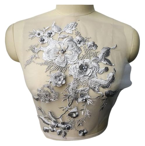 MEMEM 3D-Stickerei-Spitzen-Applikationen, Weiß, Blau, Lila, Grau, 3D-Blumen, Perlen, Strass-Applikationen MEMEM 3D-Stickerei-Spitzen-Applikationen, Weiß, Blau, Lila, Grau, 3D-Blumen, Perlen, Strass-Applikationen von MEMEM