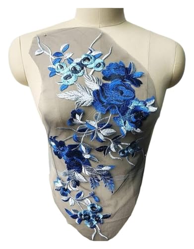 MEMEM 3D-Stickerei-Spitzen-Applikationen, bestickte Blumen-Spitzen-Stoff-Applikationen, Kragen-Netz-Nähflicken (rot) von MEMEM