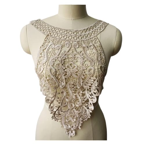 MEMEM 3D-Stickerei-Spitzen-Applikationen, floraler Stoffkragen, bestickte Hochzeitskleid-Applikationen, Bohemian-Stil, Aufnäher(Beige) von MEMEM