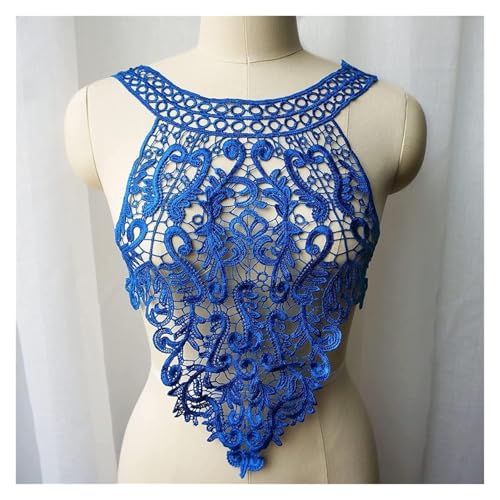 MEMEM 3D-Stickerei-Spitzen-Applikationen, floraler Stoffkragen, bestickte Hochzeitskleid-Applikationen, Bohemian-Stil, Aufnäher(Blue) von MEMEM